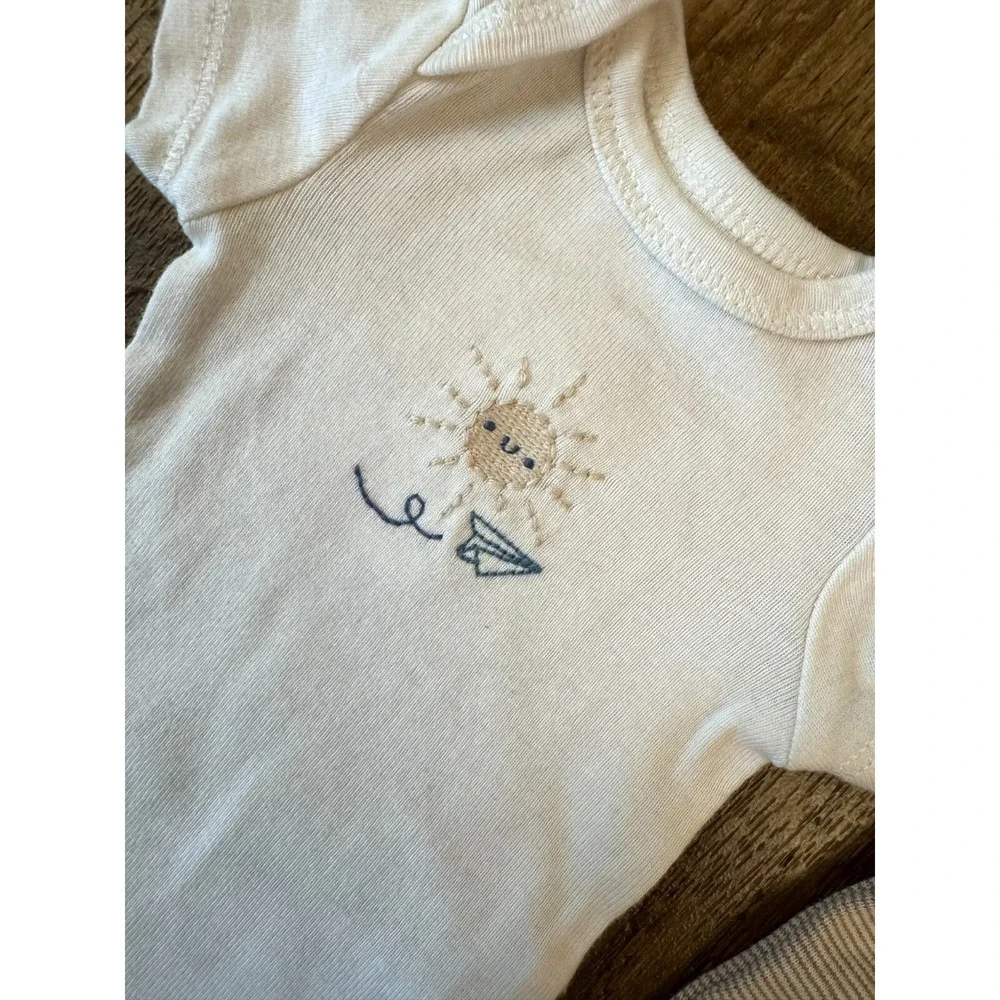 Carters Preemie Baby Boy Outfit Short Sleeved Bodysuit Pants Stripe Sun Airplane